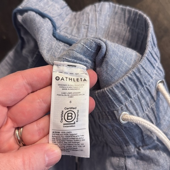 Athleta Chambray Cabo Linen Jogger Pull On Size 6 - Picture 5 of 8